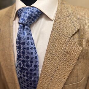 Jos A Bank Spot Executive Collection Sport Coat Blazer Herringbone Tan Men 46L